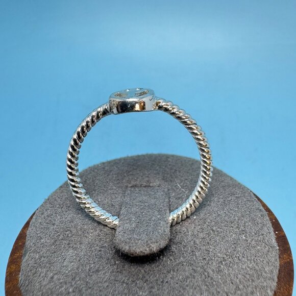 Sterling Silver 925 Peace Symbol Beaded Band Minimalist Stackable Ring Size 9 - Picture 3 of 8